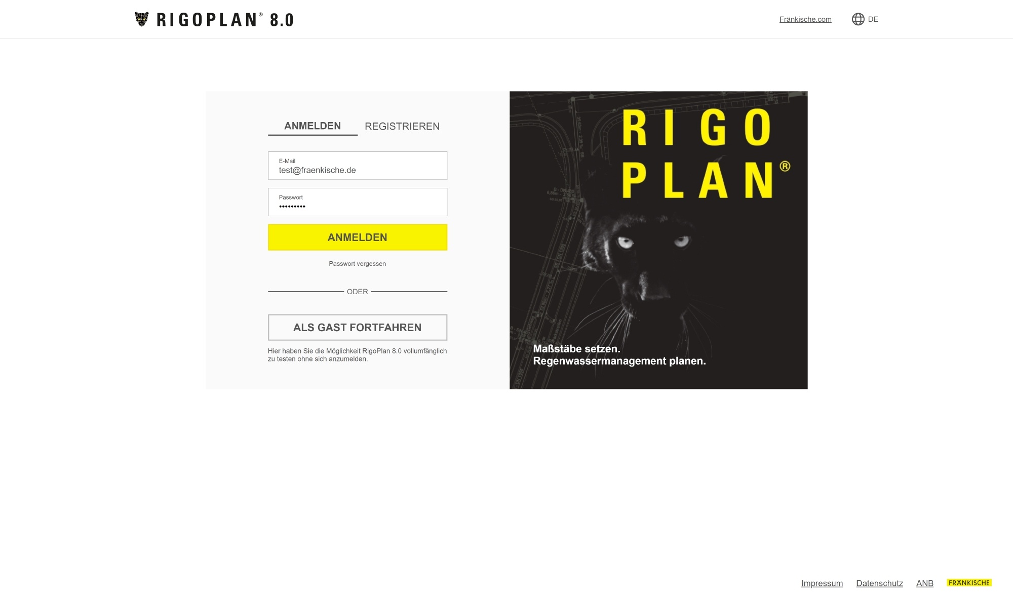 Rigoplan 8.0 – Start screen